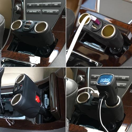 Cargador de coche para teléfono celular ajustable con dos puertos USB de carga 4