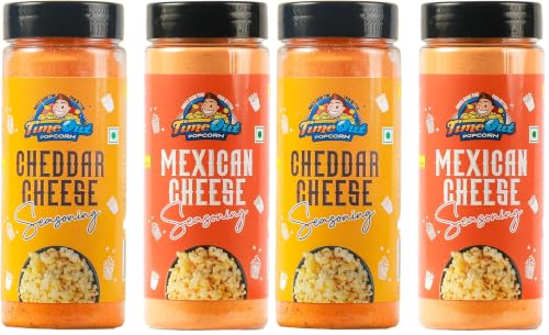 Image of TimeOut Popcorn Cheddar Cheese + Mexican Cheese Seasoning | Multi-Purpose Seasoning |Popcorn & Snack Flavoring |Pack of 4,100g Each |