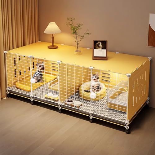 Jaula de interior para gatos y conejos, cerrada y apilable para espacios pequeños, fácil de mover y limpiar