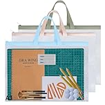 A3 Mesh Art Portfolio Bag 3PCS EVA Waterproof Transparent Painting Folder Zipper Handle with Card Holder Thickened Double-Layer Plastic Art Portfolio Folder Bag for Artwork Drawings Poster Documents