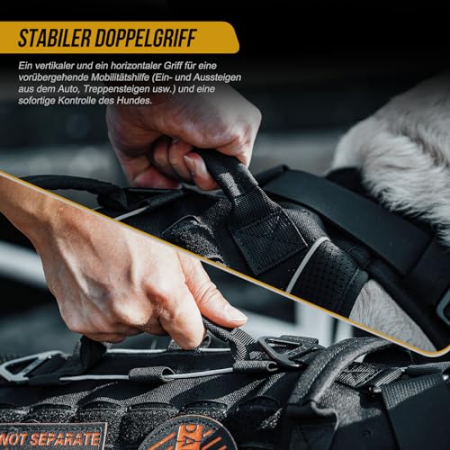 OneTigris Hundegeschirr, Torpedo Taktisches Geschirr mit 4 Metallschnallen 3 Metall-D-Ringen 2 Griffe und Reflexstreifen No-Pull Einstellbar Sicherheitsgeschirr für Große/Mittlere Hunde - Braun L