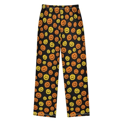 Yellow Pumpkins Pajama Lounge Pants with Pockets Sleepwear Soft Elastic Waist PJ Bottoms 6-14 Years2