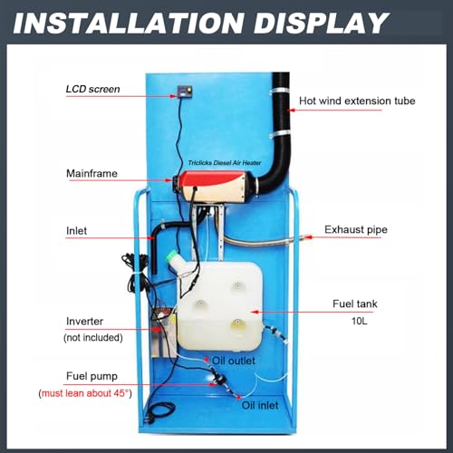 Triclicks 12V 5KW Diesel Luftheizung Air Standheizung Kraftstoff Auto Heizung Lufterhitzer mit Fernbedienung LCD Monitor für RV, Boote, LKW, Wohnmobil Anhänger, Wohnmobile - 7