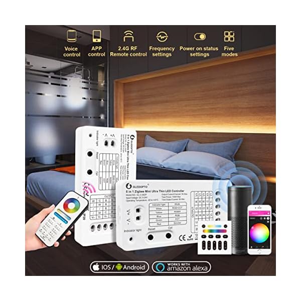GLEDOPTO LED ZigBee Controller Steuergerät LED Stripe einfarbig, CCT Warmweiß Kaltweiß, RGB RGBW RGBWW RGB+CCT WRGBWW… – Bild 9