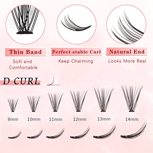 Glowingwin Individual Lashes Cluster Lashes 120 PCS Natural Look False Eyelashes Individual D Curl Soft DIY Lash Extensions At Home(20D Mix8-14mm 0.07D Curl) - Image 3
