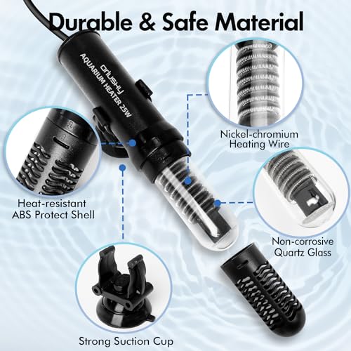 orlushy 25w small submersible aquarium heater constant temperature betta fish tank heater of 78for 1-6 gallons freshwater amp saltwater tanks