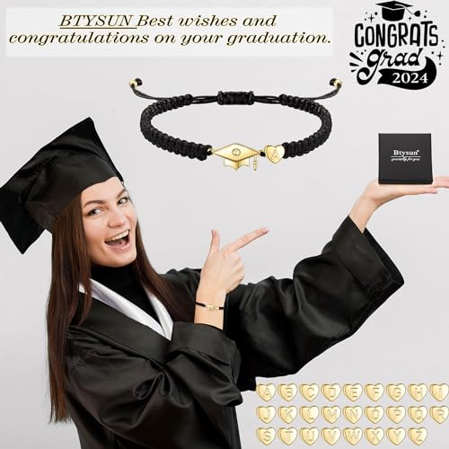 Graduation Gifts for Her 2025, 2025 Graduation Gifts High School College Graduation Gifts for Teen Girls 5th 8th Grade Masters Degree Grads Initial Bracelets for Women Letter A-Z Charm Bracelet Daughter Niece Granddaughter Girlfriend Jewelry