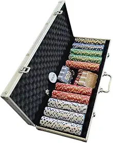 Kit Poker Premium Maleta com 500 Fichas de 11g + 2 Baralhos, Dealer e Dados – Ideal para Até 10 Jogadores, Noites de Jogos e Presentear Amigos