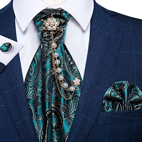 Set clásico de corbata y broche de seda para hombre miniatura 1