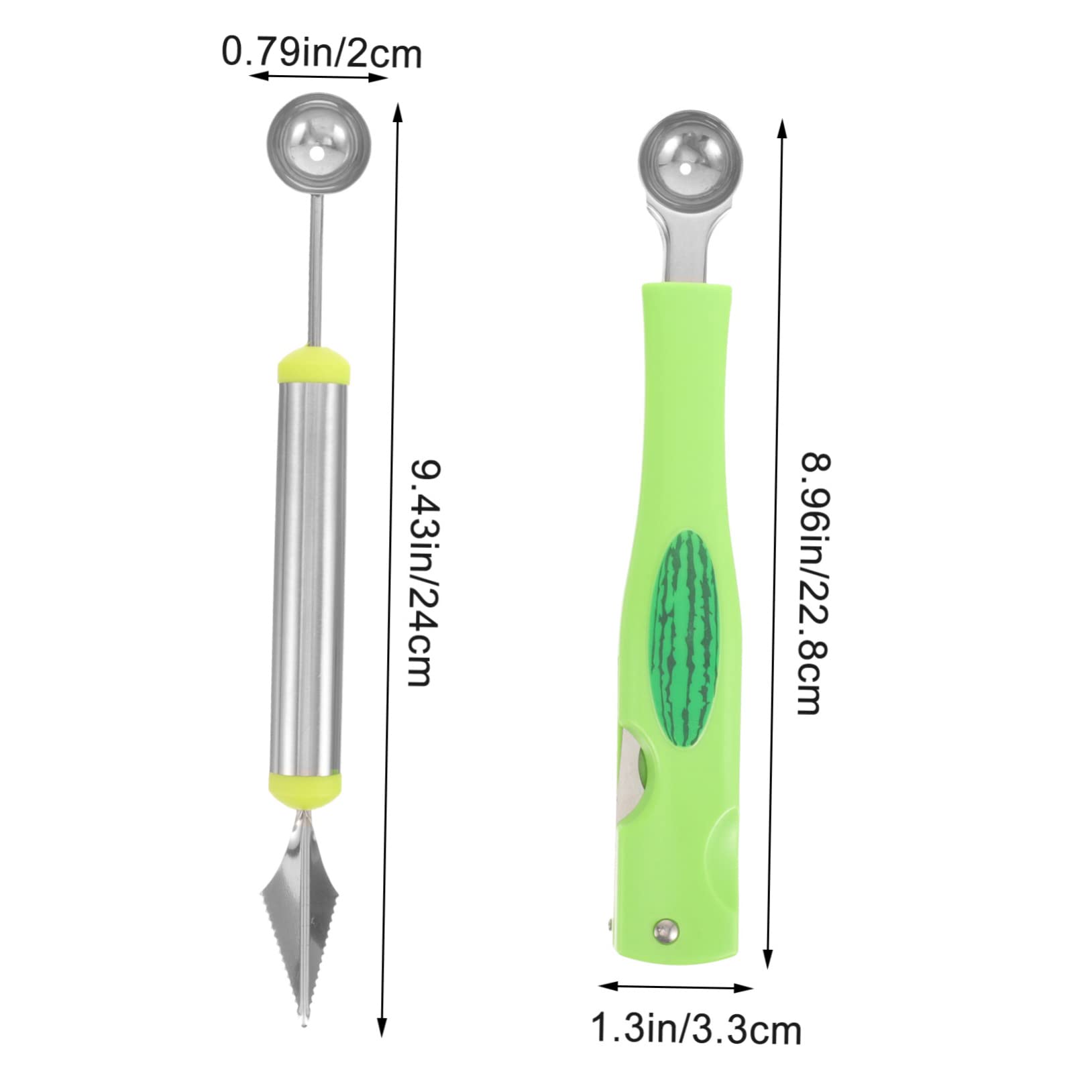 NAMOARLY 2-piece Watermelon Pulp Spoon Set Melon Baller Scoop Tool for Fruit Slicing Ice Scoop Made of Stainless Steel Plastic Easy to Clean