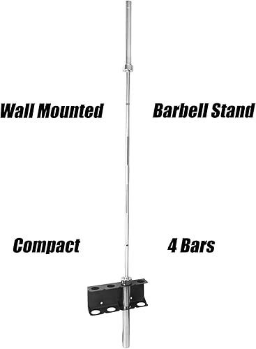 Miniatura 3 de Luwint Soporte de 4 barras montado en la pared, soporte de almacenamiento vertical para barras olímpicas