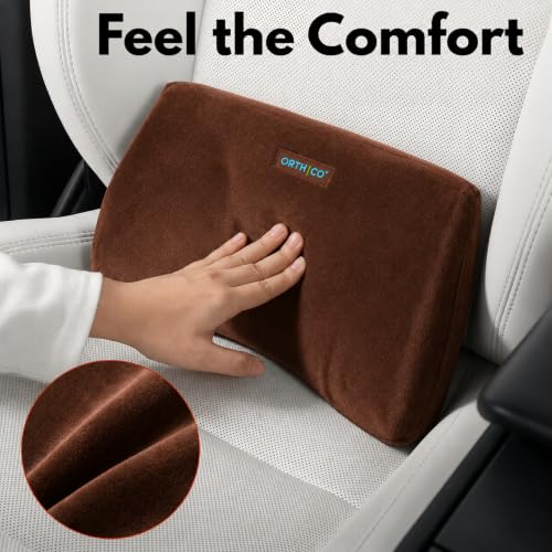 Image of Lumbar Support Back Cushion, Brown | Ergonomic Lower Back Support, Back Pain Relief, For Car Seat & Office Chair, Portable Backrest