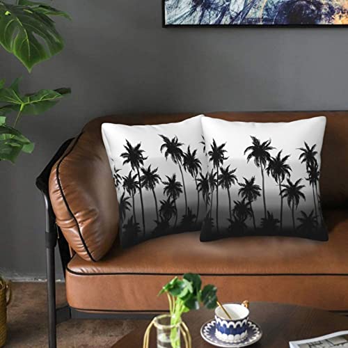 Black And White Palm Tree Throw Pillow Covers 18 X 18 Inch Set Of 2 Vintage Leaf Decorative Pillow Cases Cushion Covers For Sofa Couch Car Bedroom Home Decor #TOP5