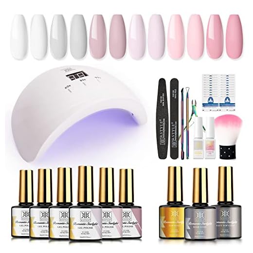 RSTYLE Kit Uñas Semipermanentes Completo，9*10ml Manicura Semipermanente 48 W UV/LED Lampara uñas Semipermanentes,Set Manicura Semipermanente Gel Desnudo Rojo Clásico para Uña Arte o Salones