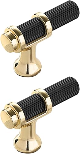 Miniatura 6 de Paquete de 2 manijas de gabinete de cocina en negro mate y dorado, pomos modernos para cajones de tocador para baño, dormitorio, armario, accesorios