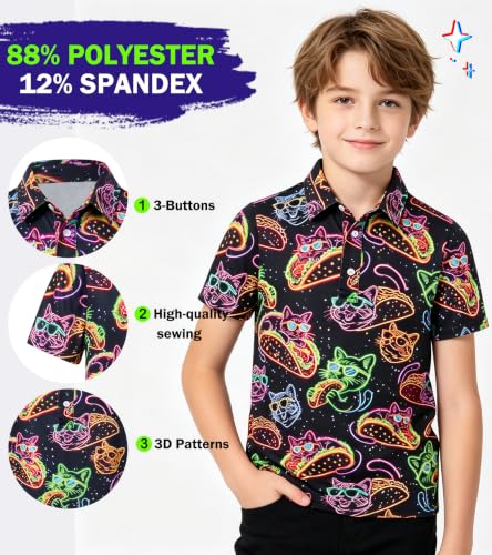 Cozople Boys Cat Polo Shirt, Short Sleeve Collared Top - image 4
