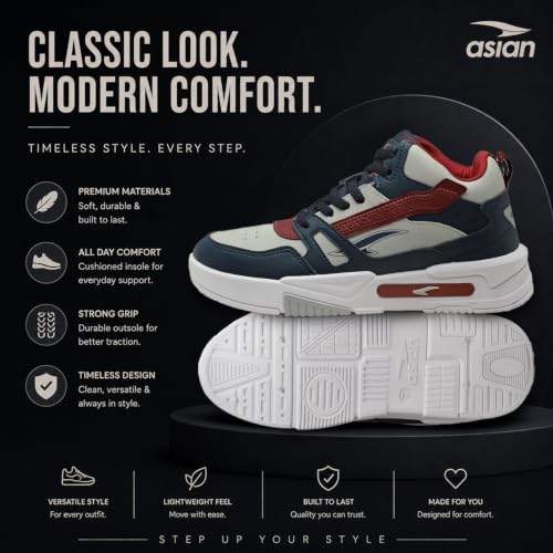 Image of ASIAN Men's MEXICO-11 Casual Sneaker Shoes with Synthetic Upper Lightweight Comfortable Mid Top Sneaker Shoes for Men's & Boy's