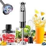 Hand Stick Blender - 1200W Immersion Handheld Blender Set, 5in1 Electric Blender Heavy Duty Motor with 6 Speed Handheld Mixer with 600ml Mixing Beaker, 500ml Chopper, Whisk and Milk Frother, BPA-Free