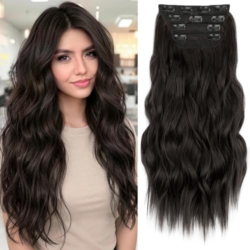 Image of KooKaStyle Wavy Thick Clip in Hair Extensions 20 inch Dark Brown
