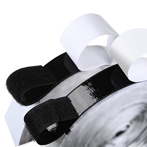 16 Feet Length 0.75 inch Width Hook and Loop with Strong Self Adhesive Tape Strip Fastener（Black）