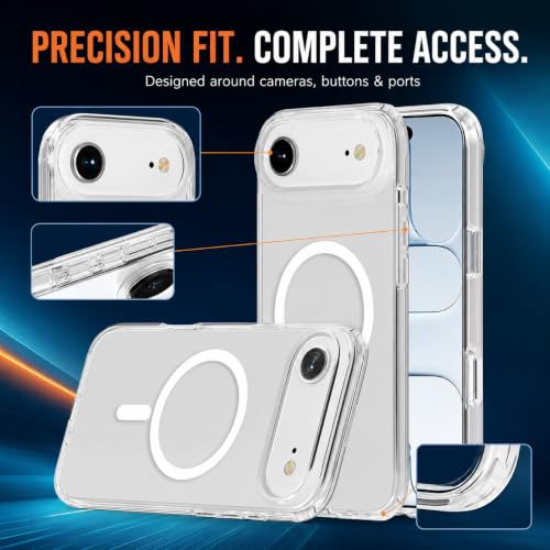 Image of MAGA Back Case Cover for Apple iPhone 17 Air, Crystal Clear Magnetic Case Compatible with MagSafe, Hybrid Hard PC Back & Soft TPU Bumper, Shockproof Protective Cover - Clear