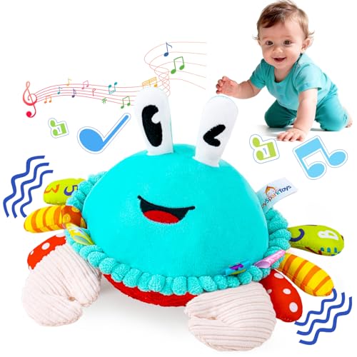Baby Toys 6-12 12-18 Months Musical Crawling Crab Baby Plush Toy 50 Songs & Recording Feature Dancing Bouncing Interactive Baby Sensory Toddler Toys Ages 1-2 Tummy Time Toys for 1 Year Old Gift