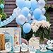 16 Pcs Wooden Baby Shower Table Centerpiece Blue Elephant Tabletop Detachable Sign It's A Boy Gender Reveal Table Toppers Display Decoration Elephant Birthday Photo Props Party Favor Supplies