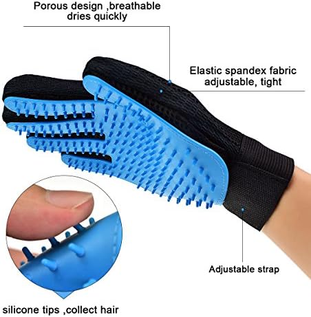 Pet Grooming Gloves - Gentle Deshedding Brush Glove With Comfortable Massage - Hair Removal Glove for Long & Short Hair of Dogs / Cats / Horses.( RIGHT HAND )
