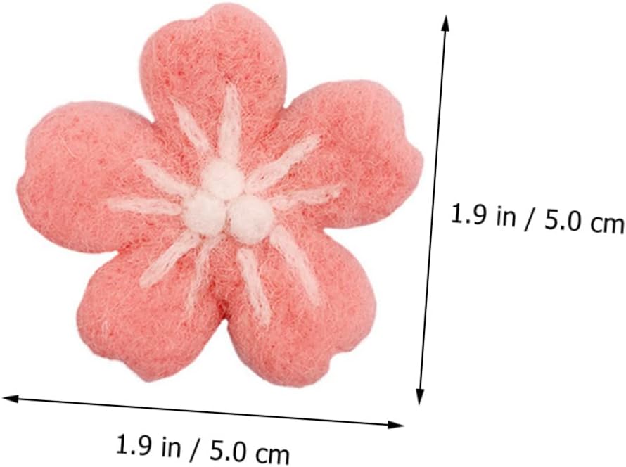 Uonlytech 10pcs Wool Felt Cherry Blossom Flower Handmade Craft Materials for Clothing Hair Accessories Hats and Photography Props Vibrant Colors Felt Material