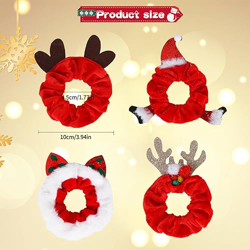4Pcs Natale capelli Scrunchies Legami di corna per...