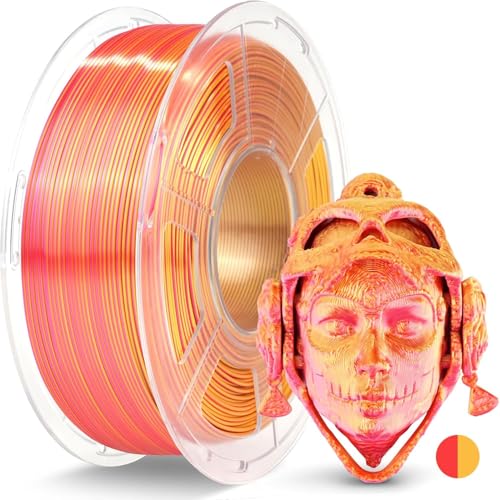 Image of JAYO Silk Dual Color PLA Filament 1.75mm Red-Gold 1.1kg, Shiny Gradient Dual-Tone PLA, High Gloss Finish, Easy to Print, Layer Concealing, Fits for Most FDM 3D Printers