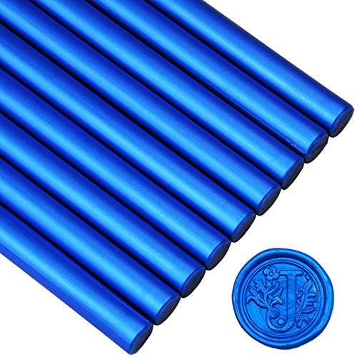 Royal Blue Sealing Wax Glue Gun Stick, Making Wax Seals for Letter Thanks Card Envelope, Wedding or Event Party Invitation, Gift Wrapping - Pack of 12