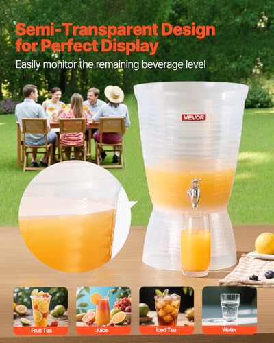 Image of VEVOR Beverage Dispenser, 2.64 Gallon Drink Dispenser for Parties, Plastic Juice Dispensers with Spigot Ice Chamber, Iced Tea Lemonade Juice Water Dispensers, for Restaurants, Hotels, Parties