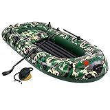 SOARRUCY 3 Person Inflatable Kayak Boat Canoe - 9FT Raft Inflatable Kayak with Air Pump Rope Paddle 2-3 Person Boat for Adults and Kids, Portable Camouflage Fishing Boat