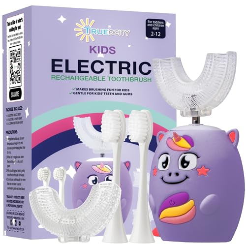 Trueocity Kinder-Zahnbürste Lila Einhorn U-Form