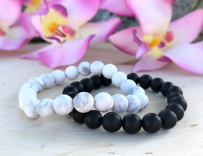 Bracelet couple comment porter les perles howlite onyx au quotidien - 2