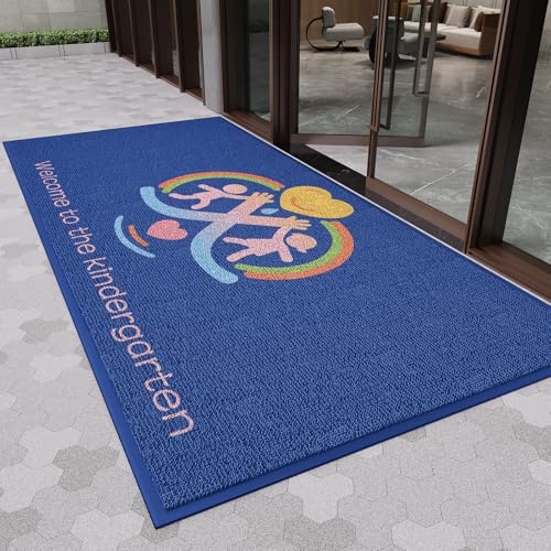 XDFKUUL Custom Commercial Door Mat Carpet Personalized Logo Text Entryway Mat, Non Slip Low Profile Indoor Outdoor Rugs