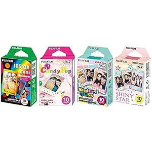 Fujifilm InstaX Mini Instant Film Rainbow & Staind Glass & Candy Pop & Shiny Star Film -10 Sheets X 4 Assort Value Set
