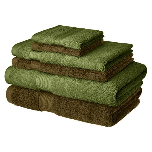 Amazon Brand - Solimo 100% Cotton 6 Piece Towel Set, 500 GSM (Sepia Brown and Olive Green)