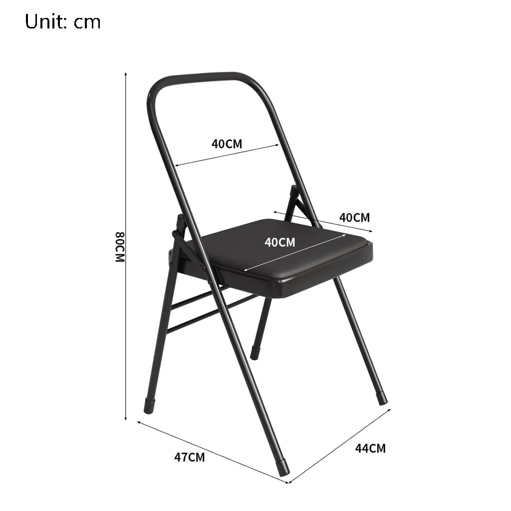 Sedia Ausiliaria per Yoga,Sedia Yoga Senza Schienale,Sedia Yoga Pieghevole Portatile con Copri Piedini Antiscivolo,Pelle PU,Design A Doppia Trave,Sedia Yoga Iyengar, Nero,Black