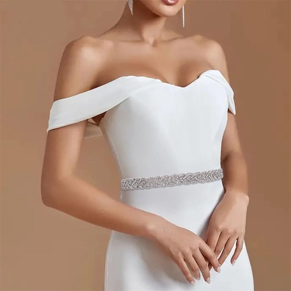 DBFBDTU Cinturón de boda para mujer, cinta de diamantes de imitación, cinturón formal para vestido