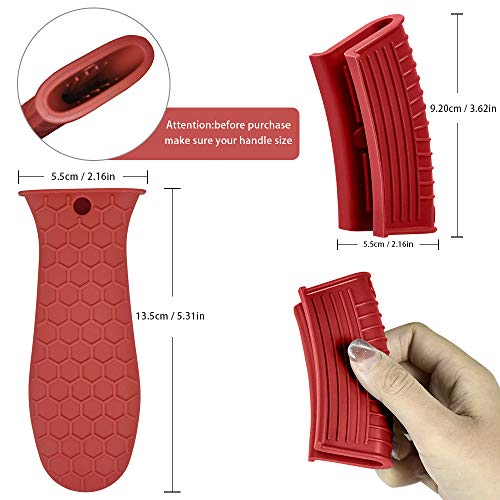 Evahom 4 Pack Silicone Hot Handle Holder,Silicone Assist Handle Holder Iron Skillet Handle Cover Heat Resistant Hot Pan Handle Holder For Cast Iron Pot Woks Frying Pans Griddles Skillets Oven(Red) #TOP1