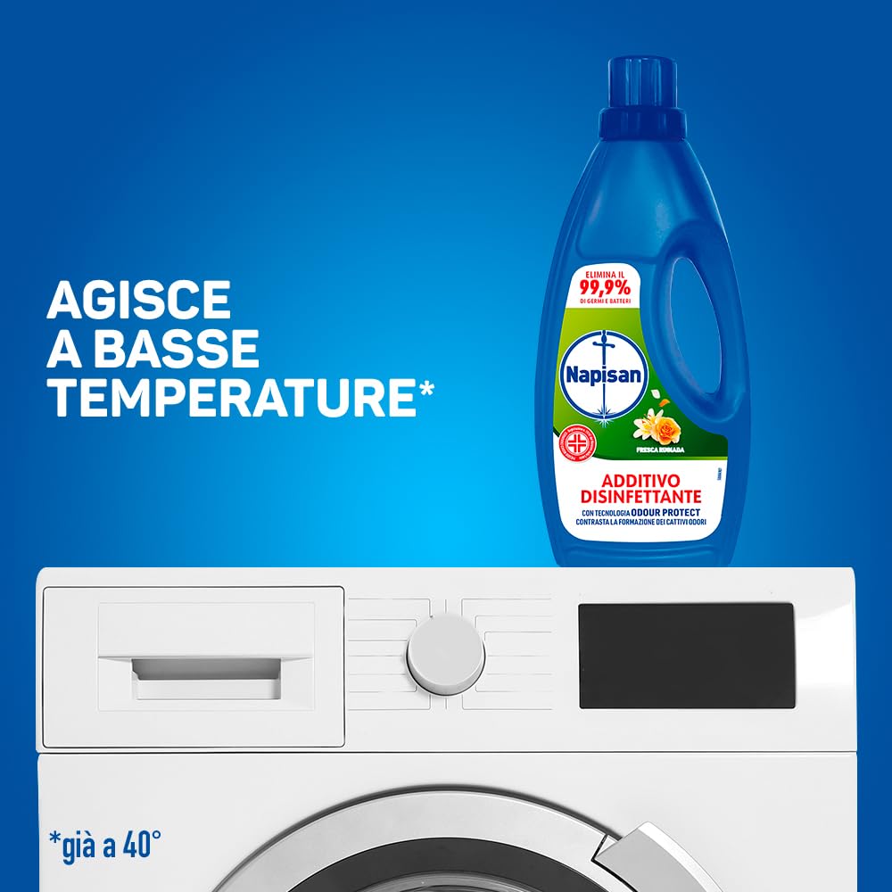 Napisan, Additivo Lavatrice Liquido, Fresca Rugiada, 4 flaconi da 1l