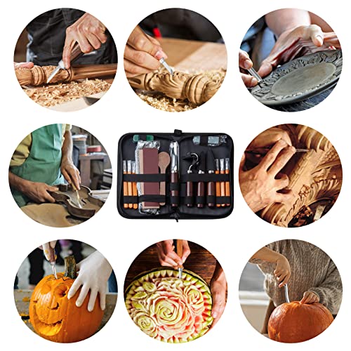 Wood Carving Tools Set,Detail And Hook Carving Knife Kit For Beginners,Trimming Knife For Spoon Bowl Cup Woodwork,Round Handle Design And 6Pcs Sk2 Carbon Steel Wood Carving Knives（10Pcs） #TOP6