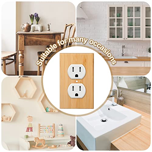 Pinkunn 10 Pieces Solid Wood Light Switch Plate Outlet Covers 4.5 X 2.76 Inch Bamboo Wooden Decorative Wall Plate For Bedroom Kitchen Home (Double Hole Outlet) #TOP5