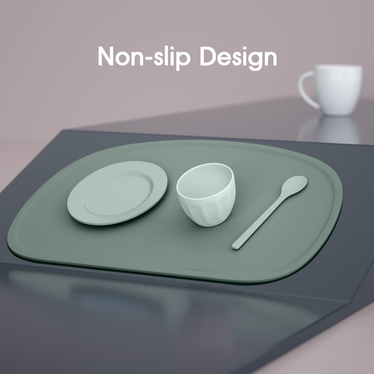 Cuddle Campus Juego de 3 manteles individuales de silicona con bordes elevados para niños, niños pequeños, bebés, tapete antideslizante para mesa de comedor, tapete de alimentación para bebés, juego
