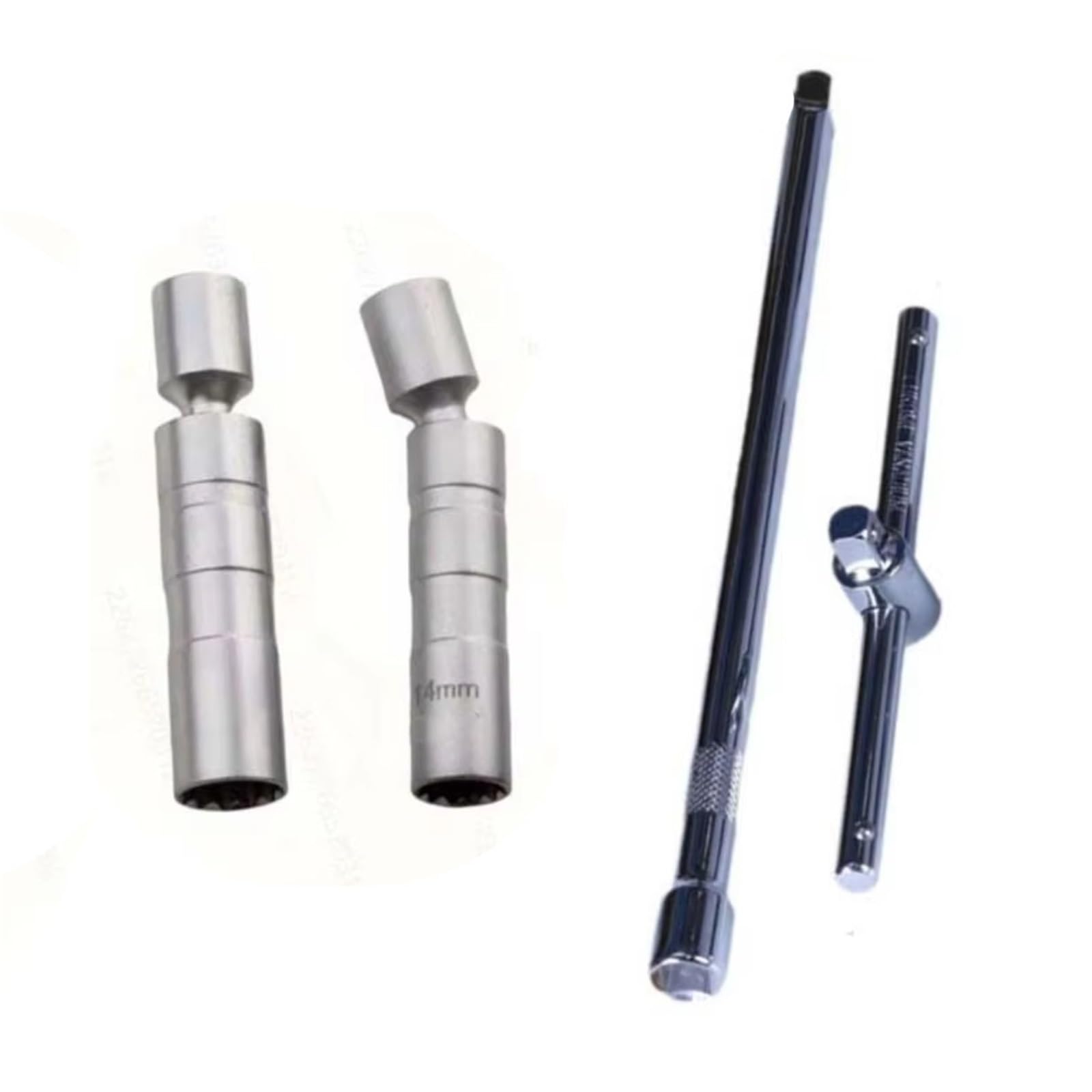 Zündkerzenschlüssel-Set, 4-teilig, magnetischer 12-Winkel-Steckschlüssel für Zündkerzenausbau, dünnwandig, 3/8-Zoll-Antrieb