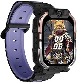 4G Kids Phone Watch - Rastreador com Localização GPS Chamada de vídeo resistente a água, 1,54 polegadas Rastreador de Atividade, Cartão SIM, WiFi com câmera(PRETO)