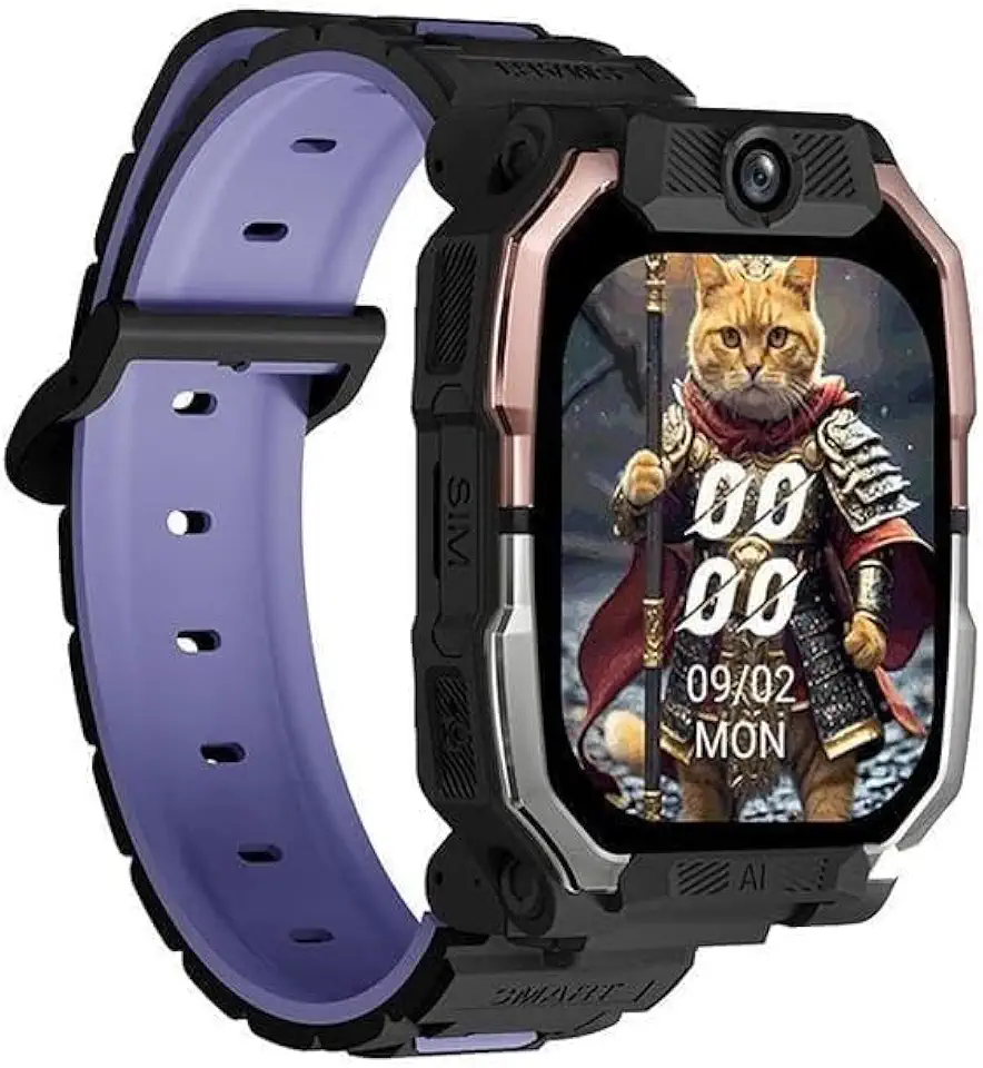 4G Kids Phone Watch - Rastreador com Localização GPS Chamada de vídeo resistente a água, 1,54 polegadas Rastreador de Atividade, Cartão SIM, WiFi com câmera(PRETO)