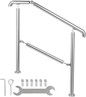 Vista 15 de VEVOR Kit de barandilla para escaleras al aire libre, pasamanos de 5 pies de 0 a 5 escalones, barandilla de aluminio negro de ángulo ajustable